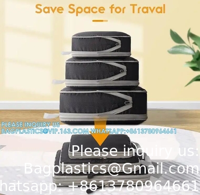 Compression Packing Cubes Luggage Organizer With Double Zipper Travel Portable Storage Bag Washable Space Saver