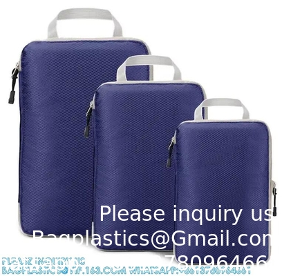 Compression Packing Cubes Luggage Organizer With Double Zipper Travel Portable Storage Bag Washable Space Saver
