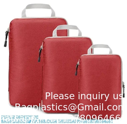 Compression Packing Cubes Luggage Organizer With Double Zipper Travel Portable Storage Bag Washable Space Saver