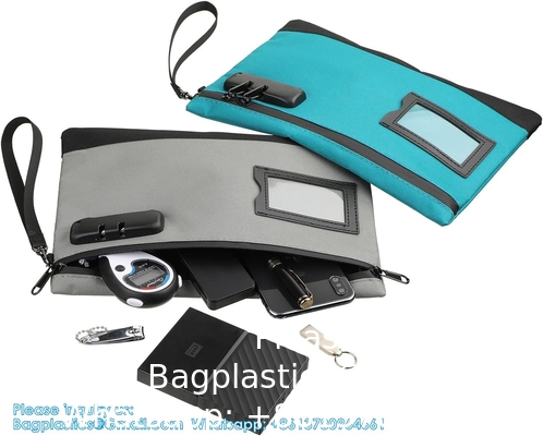 Money Bag With Lock 11'' X 7.9'' Nylon Bank Bag With Zipper Locking Bank Bag Lockable Cash Bag Money Pouch For Cash