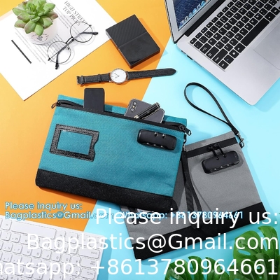 Money Bag With Lock 11'' X 7.9'' Nylon Bank Bag With Zipper Locking Bank Bag Lockable Cash Bag Money Pouch For Cash