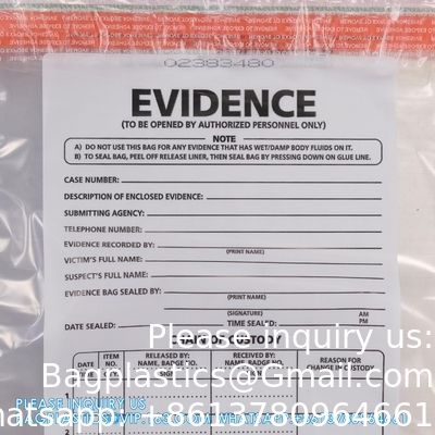 Police evidence bags, Public Safety Evidence Security Bags, Crime Scene Evidence Container, 6&quot; X 8&quot;, 100 Pack