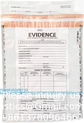 Police evidence bags, Public Safety Evidence Security Bags, Crime Scene Evidence Container, 6&quot; X 8&quot;, 100 Pack