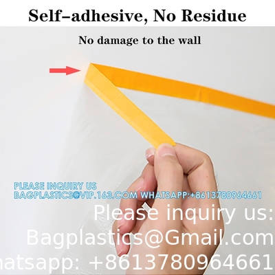 Tape And Drape,Pre-Taped Masking Film, Masking Paper,Paint Adhesive Protective Paper Roll For Covering Skirting