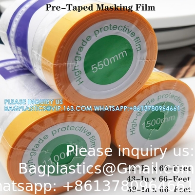 Tape And Drape,Pre-Taped Masking Film, Masking Paper,Paint Adhesive Protective Paper Roll For Covering Skirting