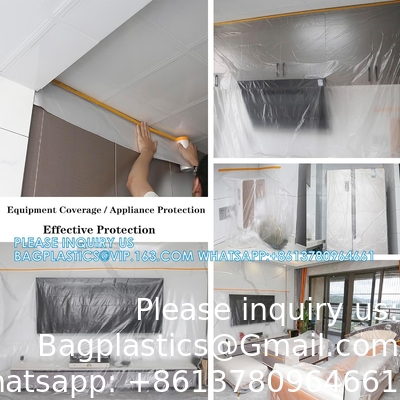 Tape And Drape,Pre-Taped Masking Film, Masking Paper,Paint Adhesive Protective Paper Roll For Covering Skirting