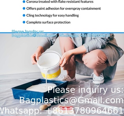 Overspray Protective Sheeting With 233+ Masking Tape (36 Mm), Translucent, Paintable, High Density, Tear Resistan