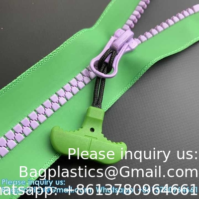 Custom Multi-Colors Waterproof Zipper PU Coated Triangular Teeth Plastic Zippers Water Resistant For Garments Bags