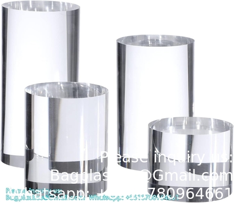 Acrylic Cube Cylinder Round Photo Props, Transparent Solid Acrylic Display Blocks For Photography Boutique Jewelry