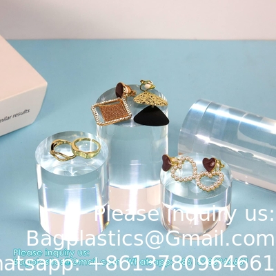 Acrylic Cube Cylinder Round Photo Props, Transparent Solid Acrylic Display Blocks For Photography Boutique Jewelry