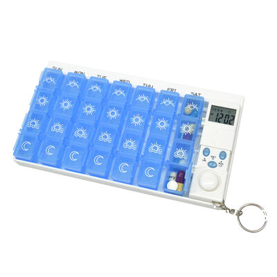 7 Day Medicine Pill Organizer, 4 Reminder Alarms, Loud Sound, 14 Large Compartments, Large Screen, Moisture-Proof, Travel Weekly/Daily Pill Box/Organizer/Case/Container/Dispenser, AM/PM 2 Times A Day