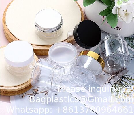 Plastic Jars Round Clear Cosmetic Container with Black Lids, Bagease Slime Jars for Lotion, Cream, Ointments, Makeup, Eye shadow, Rhinestone, Samples, Pot, Travel Storage