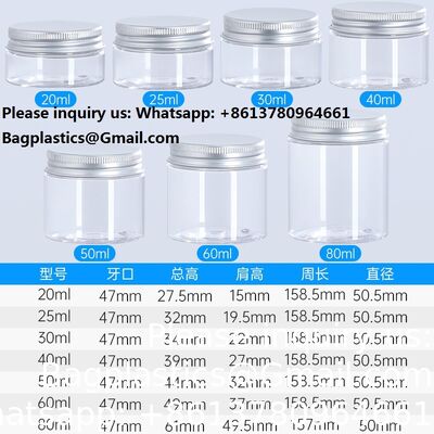 Plastic Jar Container With Lid And Label Refillable Empty Round Clear PET Cosmetic Sample Containers For Lotion, Cream, Ointments, Body Butter, Makeup, Travel Storage
