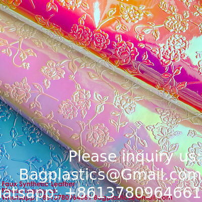 New Trend Metal Texture Fashion Magic Color Flower Embossed Faux Leather Magic Color Artificial Leather Waterproof Material For Box Decorations Handicrafts